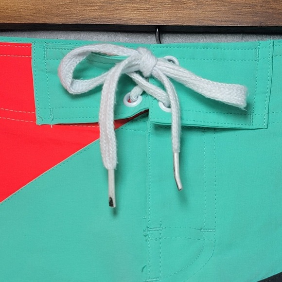 Vtg OP Ocean Pacific Swim Shorts Womens Junior 17 Neon Beach Retro Colorblock - Picture 3 of 13